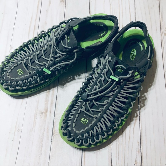 Keen Other - Keen Uneek Grey and Green Paracord Sport Sandals Water Shoes sz 11.5 US 45 EU